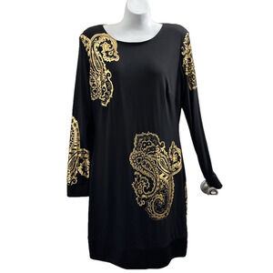 Cache Black Metallic Paisley Dress Size 12
